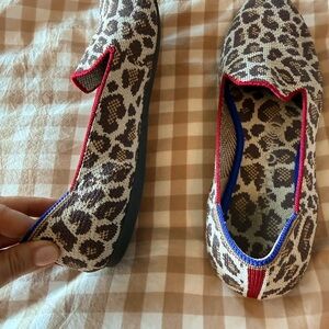 Rothy's Leopard Print Flats with Red and Blue Accents